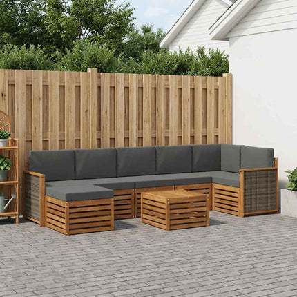 Utomhussoffset med kudde 7 pcs Naturlig och Antracit