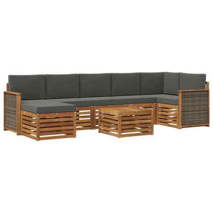 Utomhussoffset med kudde 7 pcs Naturlig och Antracit
