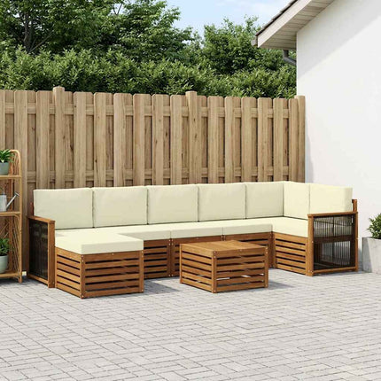 Utomhussoffset med kudde 7 pcs Naturlig och Grädde