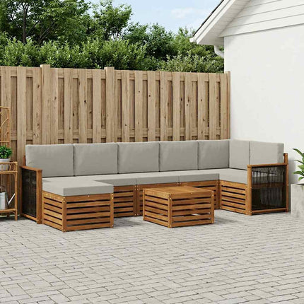 Utomhussoffset med kudde 7 pcs Naturlig och ljusgrå