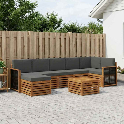 Utomhussoffset med kudde 7 pcs Naturlig och Antracit