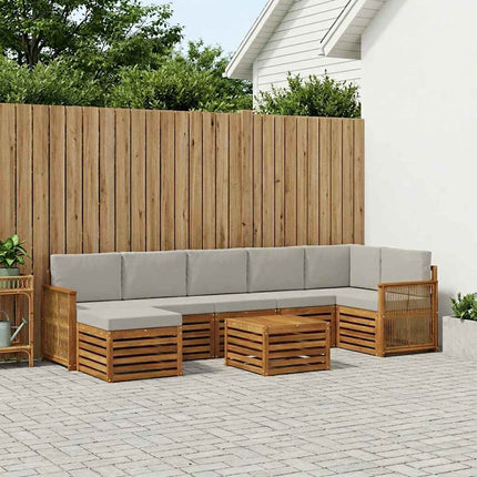 Utomhussoffset med kudde 7 pcs Naturlig och ljusgrå