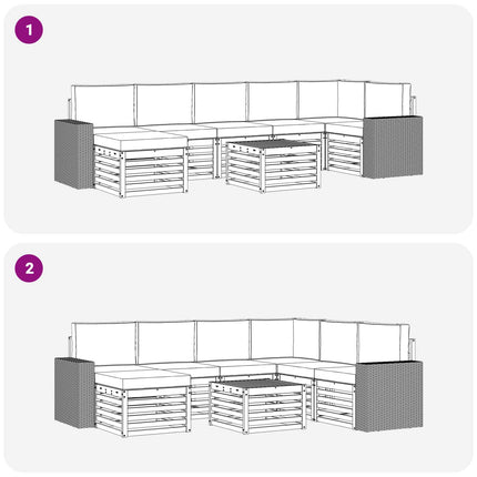 Utomhussoffset med kudde 8 pcs Naturlig och Grädde