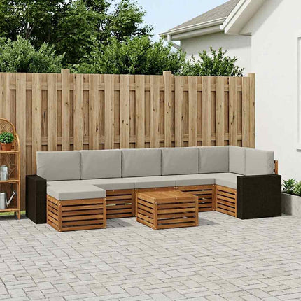 Utomhussoffset med kudde 8 pcs Naturlig och ljusgrå