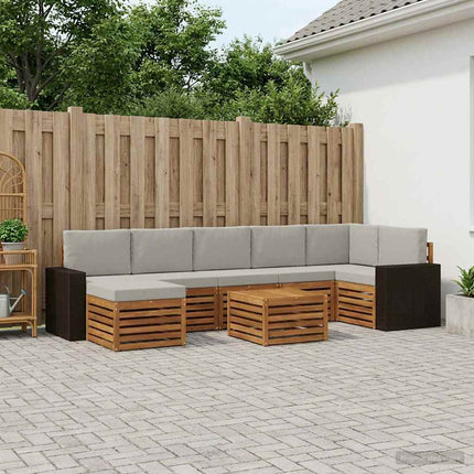 Utomhussoffset med kudde 8 pcs Naturlig och ljusgrå