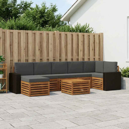 Utomhussoffset med kudde 8 pcs Naturlig och Antracit