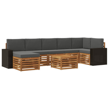 Utomhussoffset med kudde 8 pcs Naturlig och Antracit