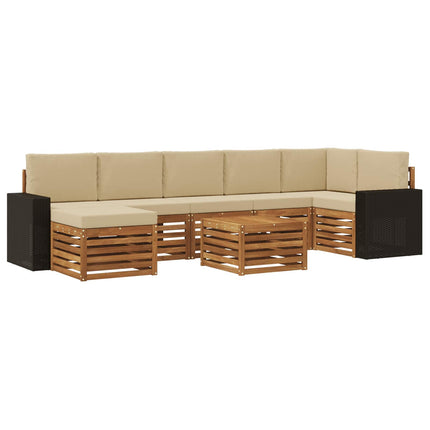 Utomhussoffset med kudde 8 pcs Naturlig och Beige