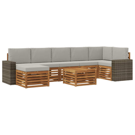 Utomhussoffset med kudde 8 pcs Naturlig och ljusgrå