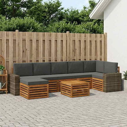 Utomhussoffset med kudde 8 pcs Naturlig och Antracit