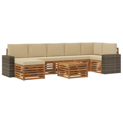 Utomhussoffset med kudde 8 pcs Naturlig och Beige