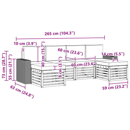 Soffgrupper 6 pcs Naturlig och Grädde Massivt Akaciaträ