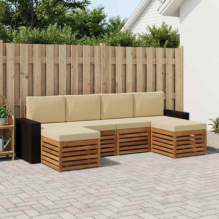 Soffgrupper 6 pcs Naturlig och Beige Massivt Akaciaträ