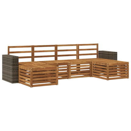 Soffgrupper 6 pcs Naturlig Massivt Akaciaträ