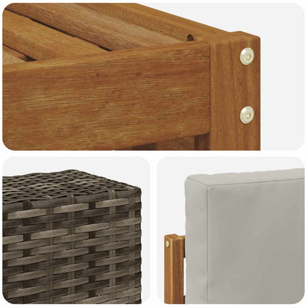 Soffgrupper 6 pcs Naturlig och ljusgrå Massivt Akaciaträ
