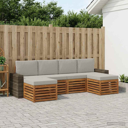 Soffgrupper 6 pcs Naturlig och ljusgrå Massivt Akaciaträ