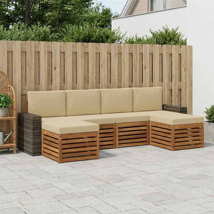 Soffgrupper 6 pcs Naturlig och Beige Massivt Akaciaträ