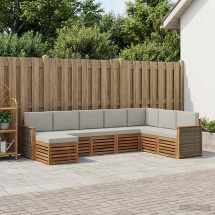 Utomhussoffset med kudde 6 pcs Naturlig och ljusgrå