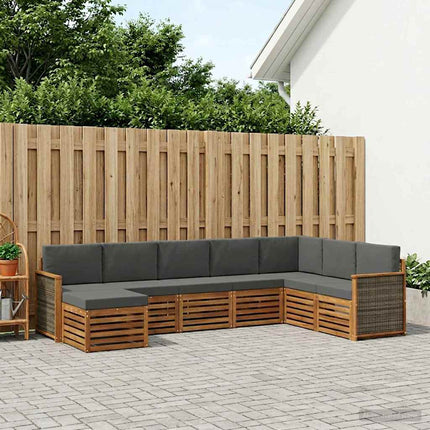 Utomhussoffset med kudde 6 pcs Naturlig och Antracit