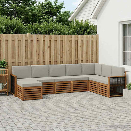 Utomhussoffset med kudde 6 pcs Naturlig och ljusgrå