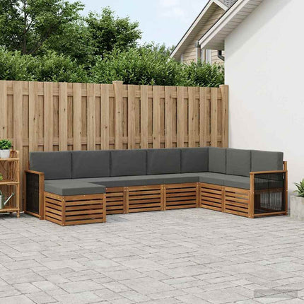 Utomhussoffset med kudde 6 pcs Naturlig och Antracit