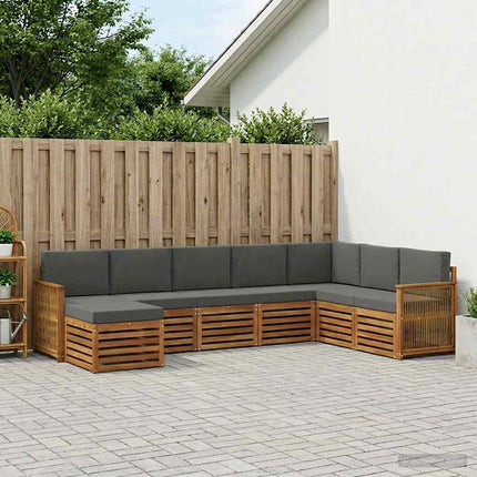 Utomhussoffset med kudde 6 pcs Naturlig och Antracit