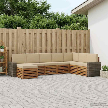 Utomhussoffset med kudde 8 pcs Naturlig och Beige