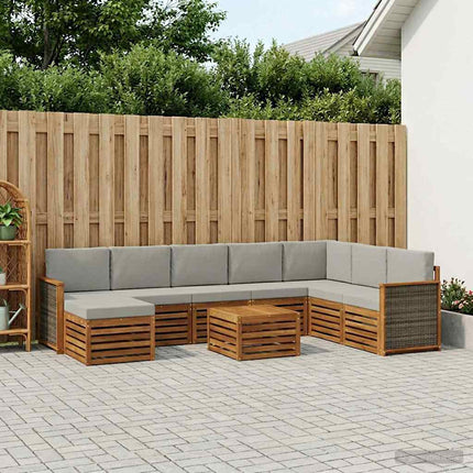 Utomhussoffset med kudde 7 pcs Naturlig och ljusgrå
