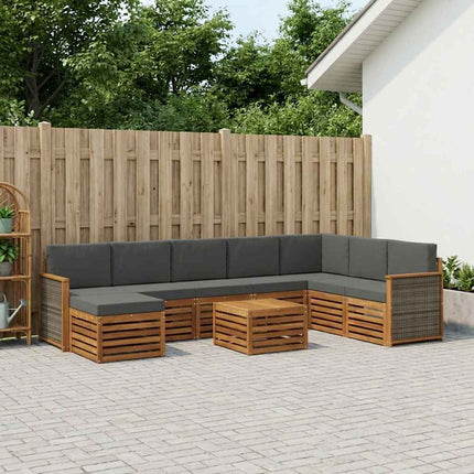 Utomhussoffset med kudde 7 pcs Naturlig och Antracit