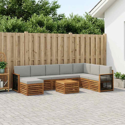 Utomhussoffset med kudde 7 pcs Naturlig och ljusgrå