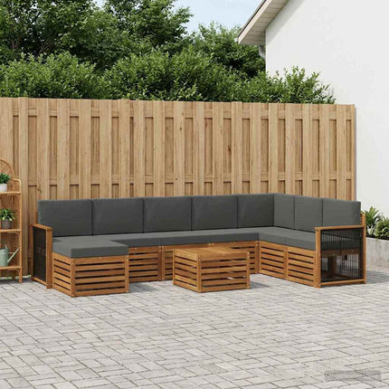 Utomhussoffset med kudde 7 pcs Naturlig och Antracit