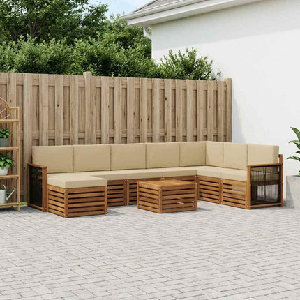 Utomhussoffset 7 pcs Naturlig Massivt akaciaträ och polyester