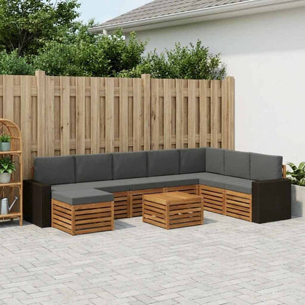 Utomhussoffset med kudde 9 pcs Naturlig och Antracit