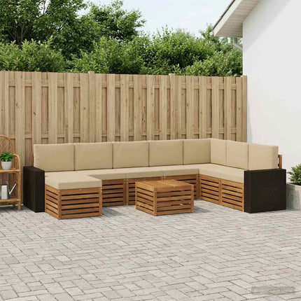 Utomhussoffset med kudde 9 pcs Naturlig och Beige