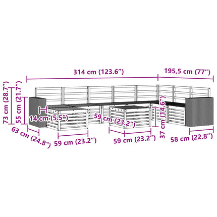 Utomhussoffset 9 pcs Naturlig Massivt Akaciaträ