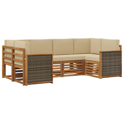 Sektionsoffgrupp 5 pcs Naturlig Massivt akaciaträ och polyester