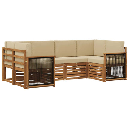 Sektionsoffgrupp 5 pcs Naturlig Massivt akaciaträ och polyester
