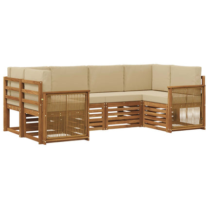Sektionsoffgrupp 5 pcs Naturlig Massivt akaciaträ och polyester