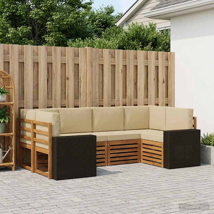 Utomhussoffset 6 st Naturlig och Beige Polyester