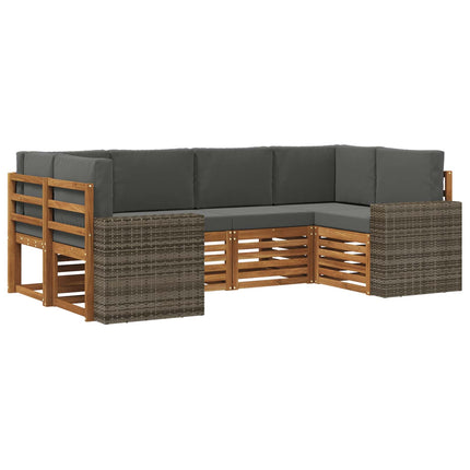 Utomhussoffset 6 st Naturlig och Antracit Polyester