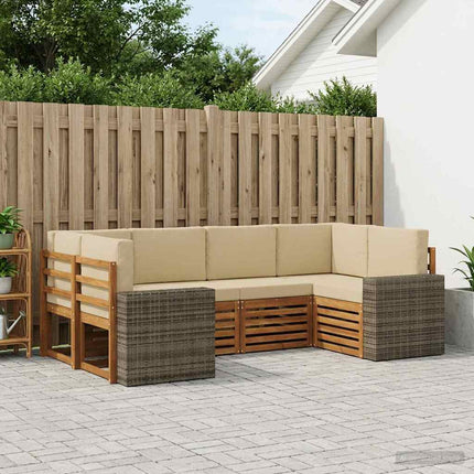 Utomhussoffset 6 st Naturlig och Beige Polyester