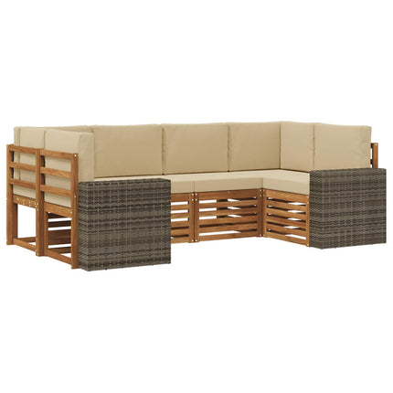 Utomhussoffset 6 st Naturlig och Beige Polyester