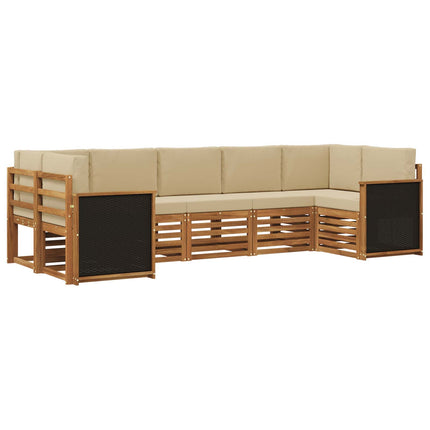 Sektionsoffgrupp 6 pcs Naturlig Massivt akaciaträ och polyester