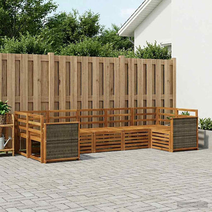 Sektionsoffgrupp 6 pcs Naturlig Massivt Akaciaträ