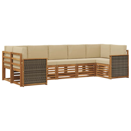 Sektionsoffgrupp 6 pcs Naturlig Massivt akaciaträ och polyester