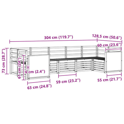 Sektionsoffgrupp 6 pcs Naturlig Massivt Akaciaträ