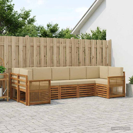 Sektionsoffgrupp 6 pcs Naturlig Massivt akaciaträ och polyester