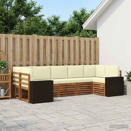 Sektionsoffgrupp med kudde 7 pcs Naturlig och Grädde Polyester