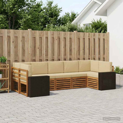 Utomhussoffset 7 st Naturlig och Beige Polyester
