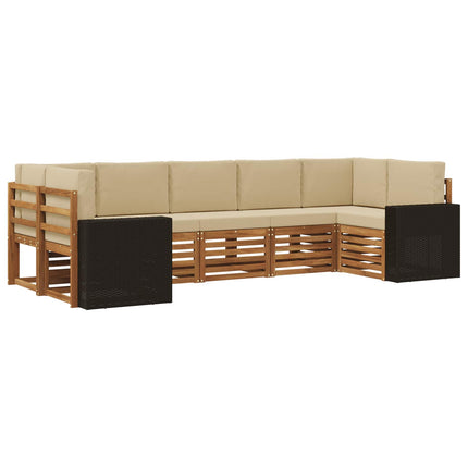 Utomhussoffset 7 st Naturlig och Beige Polyester